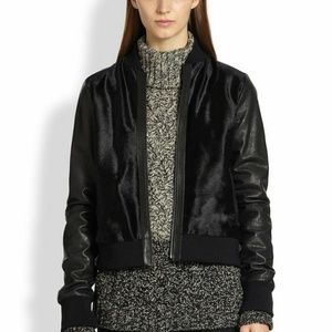 NWT Vince leather bomber jacket black S